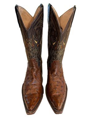 Botas El Malcreado Men Full Quill Ostrich Leather Western Cowboy Boots SZ 10.5